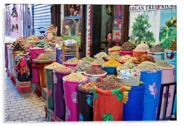 Moroccan spice shop. Acrylic by David Birchall