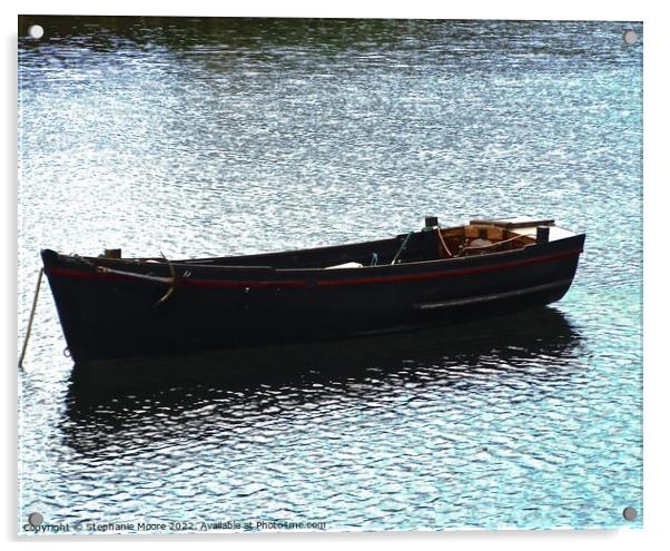  rowboat at anchor Acrylic by Stephanie Moore