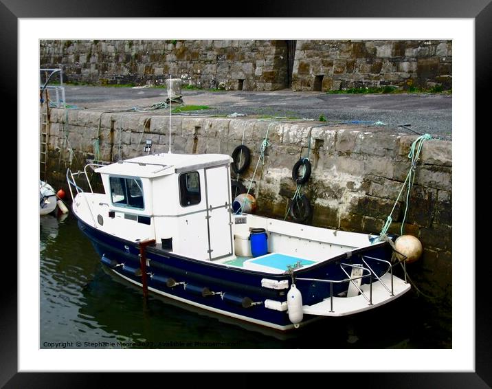 Small boat at Milk Harbour Framed Mounted Print by Stephanie Moore