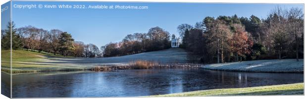 Panorama of winter morning Painshill Park Canvas Print by Kevin White
