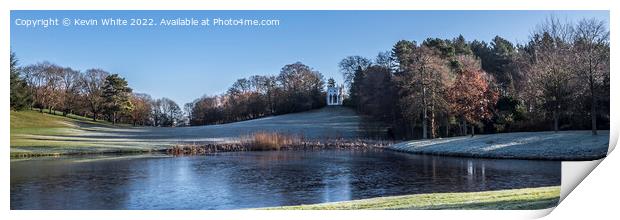 Panorama of winter morning Painshill Park Print by Kevin White