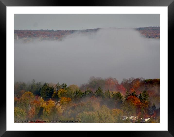 Mist over Fall Trees Framed Mounted Print by Stephanie Moore