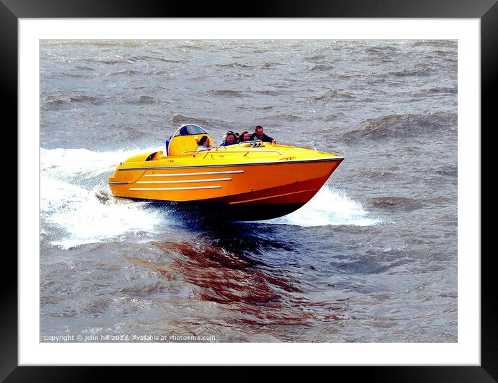 Pleasure Speedboat. Framed Mounted Print by john hill