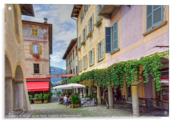 Street Scene at Orta San Giulio Acrylic by Stuart Wyatt
