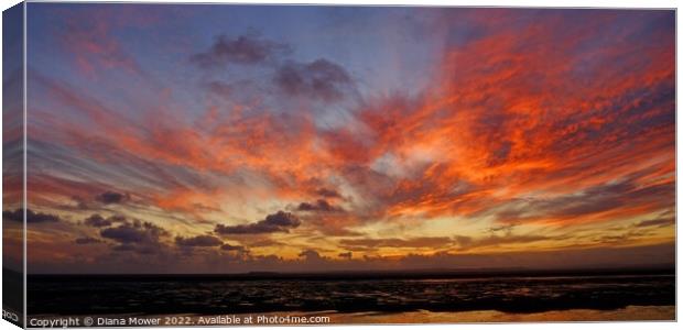 Somerset Sunset Panoramic Canvas Print by Diana Mower