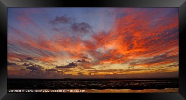 Somerset Sunset Panoramic Framed Print by Diana Mower