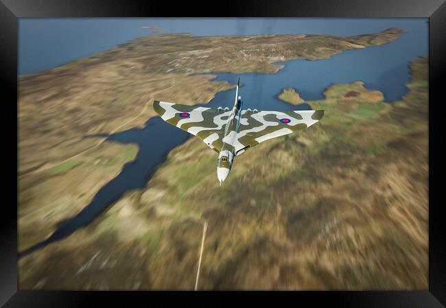 Vulcan Bomber Over Ascention Framed Print by J Biggadike