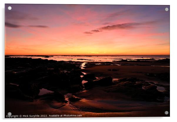Rocks at sunrise Acrylic by Mick Surphlis