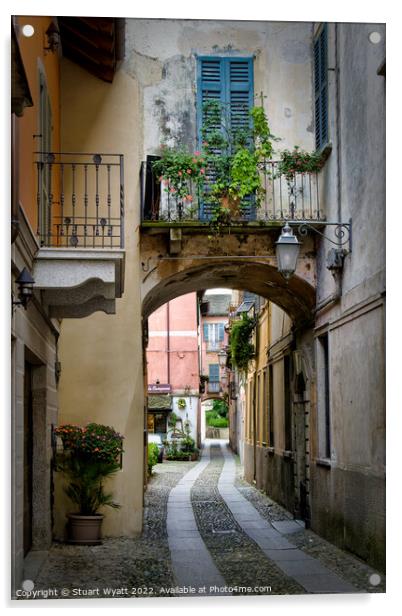 Orta San Giulio Street Scene Acrylic by Stuart Wyatt