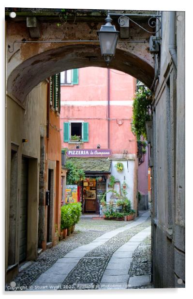 Orta San Giulio Street Scene Acrylic by Stuart Wyatt