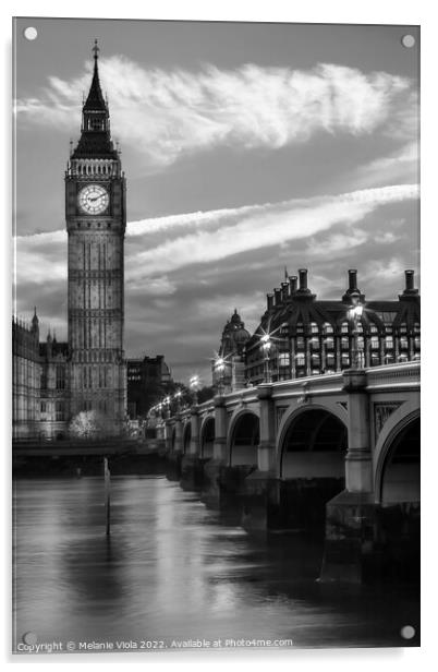 Evening at Westminster Bridge | monochrome Acrylic by Melanie Viola