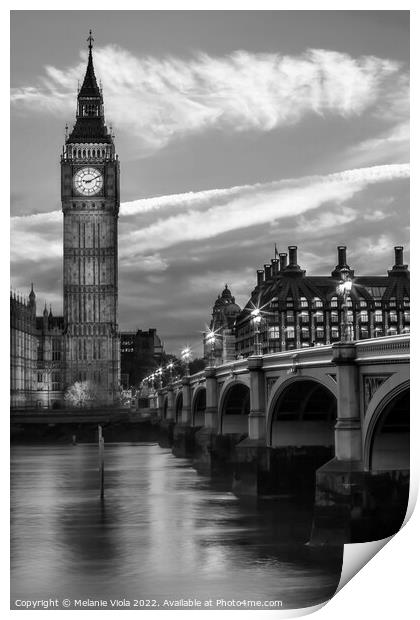 Evening at Westminster Bridge | monochrome Print by Melanie Viola