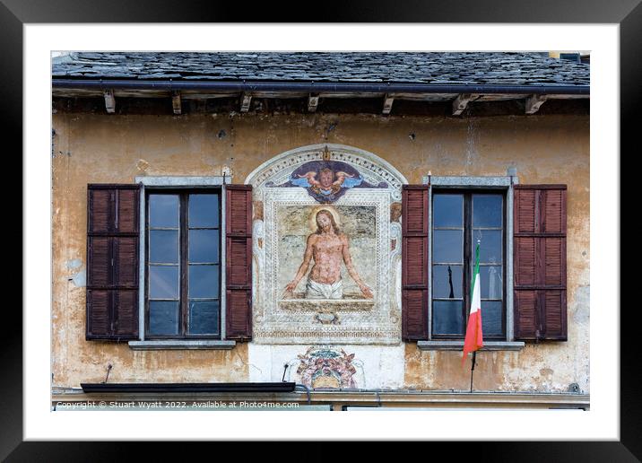Orta San Giulio Historic Fresco Framed Mounted Print by Stuart Wyatt