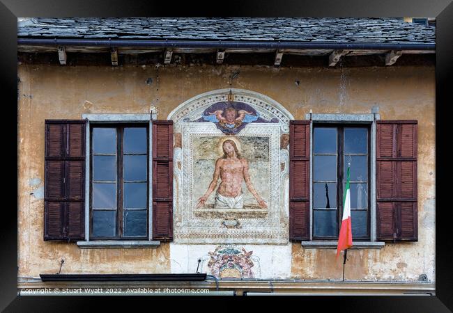 Orta San Giulio Historic Fresco Framed Print by Stuart Wyatt