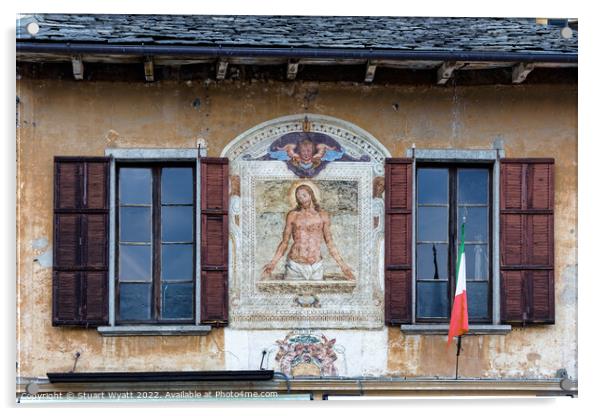 Orta San Giulio Historic Fresco Acrylic by Stuart Wyatt