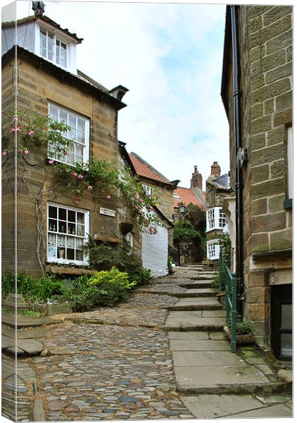 A Cobbled Street in Robin Hoods Bay Canvas Print by graham young