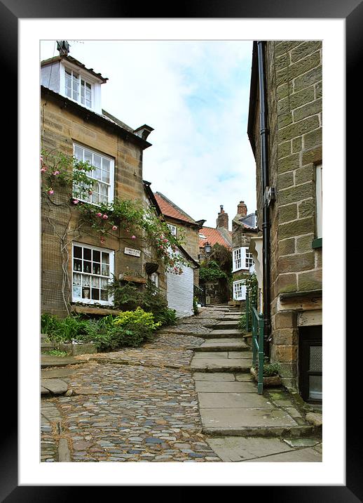 A Cobbled Street in Robin Hoods Bay Framed Mounted Print by graham young