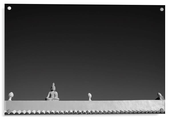 Buddha figure on roof Acrylic by Phil Crean