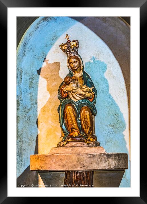 Mary Statue Mission Nombre Dios Saint Augustine Florida Framed Mounted Print by William Perry