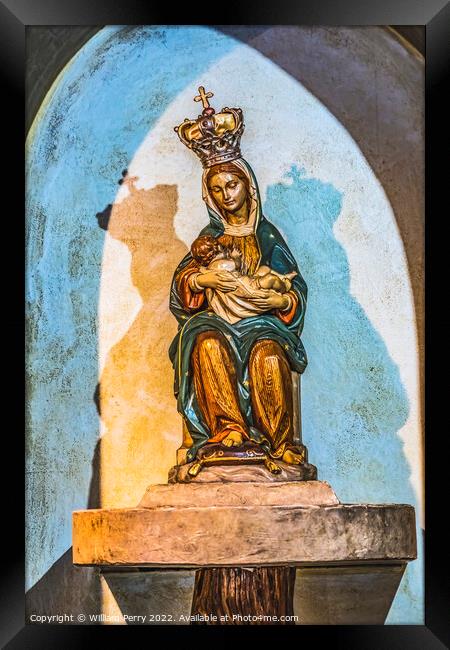 Mary Statue Mission Nombre Dios Saint Augustine Florida Framed Print by William Perry