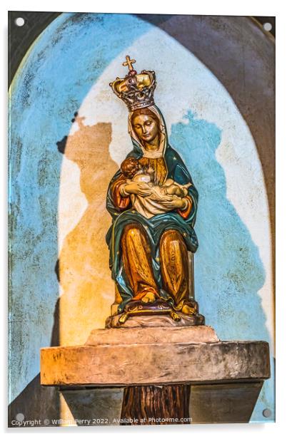 Mary Statue Mission Nombre Dios Saint Augustine Florida Acrylic by William Perry