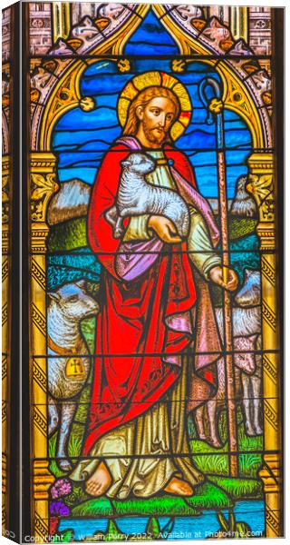 Jesus Lambs Stained Glass Church Saint Augustine Florida Canvas Print by William Perry