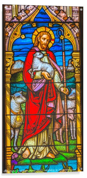 Jesus Lambs Stained Glass Church Saint Augustine Florida Acrylic by William Perry