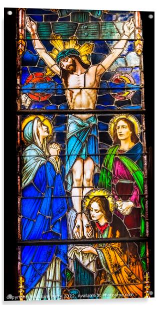 Jesus Crucifixion Stained Glass Church Saint Augustine Florida Acrylic by William Perry