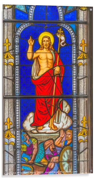 Jesus Victor Stained Glass Church Saint Augustine Florida Acrylic by William Perry