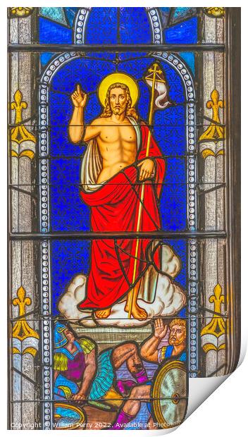Jesus Victor Stained Glass Church Saint Augustine Florida Print by William Perry