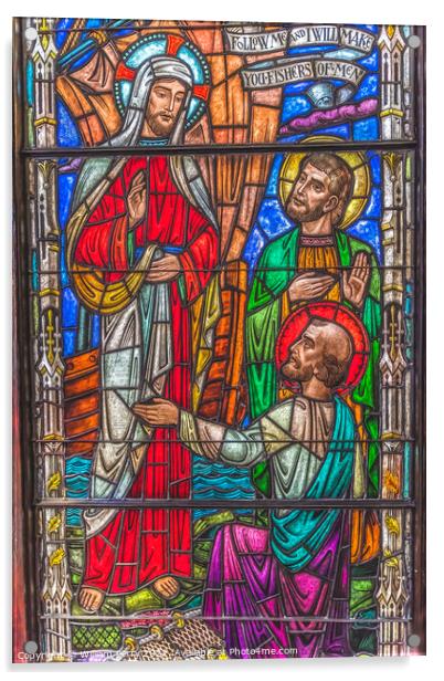 Jesus Disciples Stained Glass Church Saint Augustine Florida Acrylic by William Perry