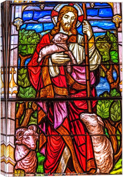 Jesus Lambs Stained Glass Church Saint Augustine Florida Canvas Print by William Perry