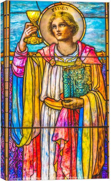 Saint Fides Faith Stained Glass Church Saint Augustine Florida Canvas Print by William Perry