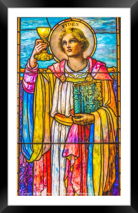 Saint Fides Faith Stained Glass Church Saint Augustine Florida Framed Mounted Print by William Perry