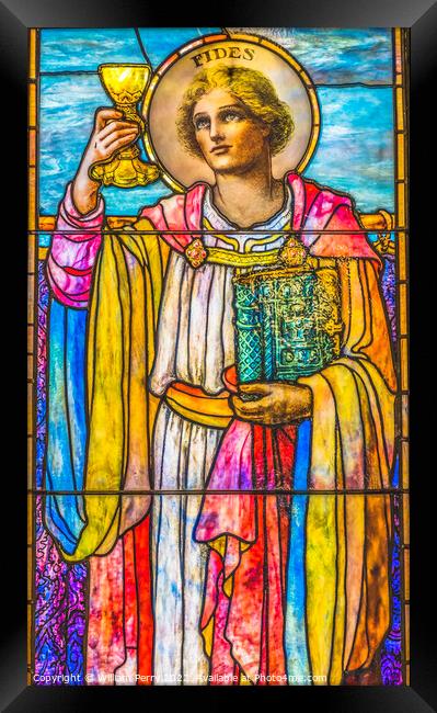 Saint Fides Faith Stained Glass Church Saint Augustine Florida Framed Print by William Perry