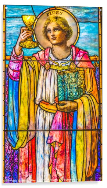 Saint Fides Faith Stained Glass Church Saint Augustine Florida Acrylic by William Perry