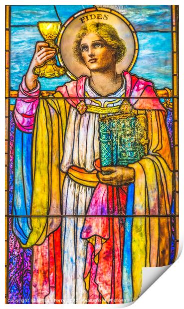 Saint Fides Faith Stained Glass Church Saint Augustine Florida Print by William Perry