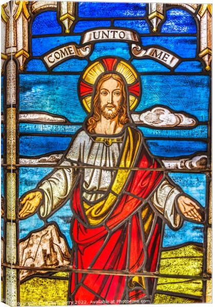 Jesus Invitation Stained Glass Church Saint Augustine Florida Canvas Print by William Perry