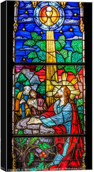 Jesus Praying Garden Stained Glass Church Saint Augustine Florida Canvas Print by William Perry