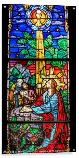 Jesus Praying Garden Stained Glass Church Saint Augustine Florida Acrylic by William Perry