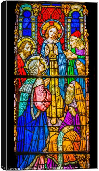 Young Jesus Temple Stained Glass Church Saint Augustine Florida Canvas Print by William Perry