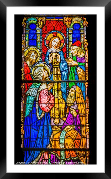 Young Jesus Temple Stained Glass Church Saint Augustine Florida Framed Mounted Print by William Perry