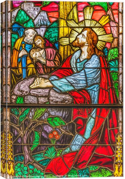 Jesus Praying Garden Stained Glass Church Saint Augustine Florida Canvas Print by William Perry
