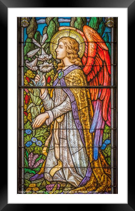 Angel Stained Glass Trinity Parish Church Saint Augustine Florida Framed Mounted Print by William Perry