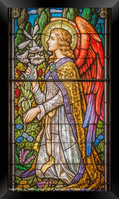 Angel Stained Glass Trinity Parish Church Saint Augustine Florida Framed Print by William Perry