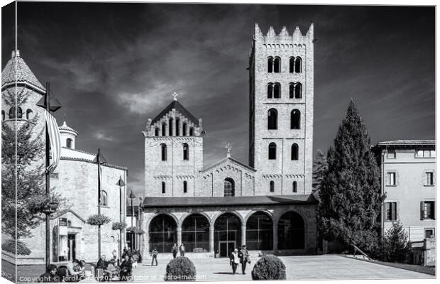 Ripoll Monastery, Catalonia, Spain - Black and White Edition  Canvas Print by Jordi Carrio