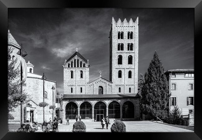 Ripoll Monastery, Catalonia, Spain - Black and White Edition  Framed Print by Jordi Carrio