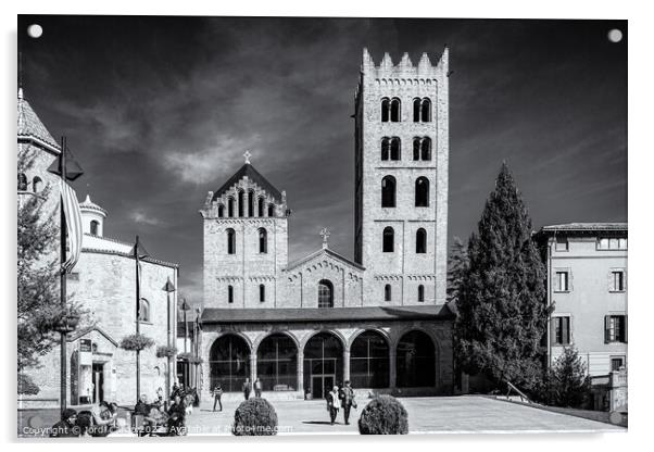 Ripoll Monastery, Catalonia, Spain - Black and White Edition  Acrylic by Jordi Carrio
