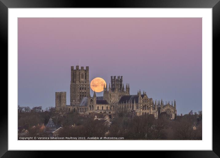 Ely Cathedral & the Wolf Moon Framed Mounted Print by Veronica in the Fens