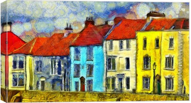 Hartlepool Houses Van Gogh Style Canvas Print by Martyn Arnold
